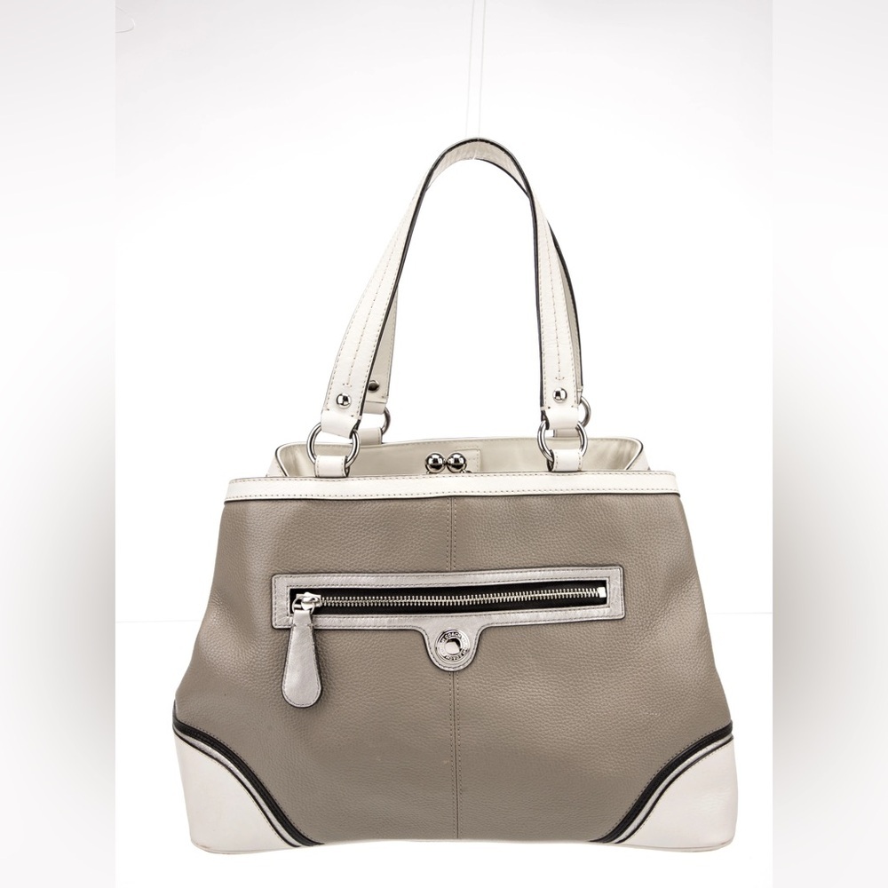 COACH LAURA SPECTATOR KISS LOCK TOTE LEATHER PEBBLE GRAIN HANDBAG F15145